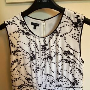 Talbots NWT sleeveless dress with black and white floral pattern